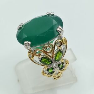 NWT Verde Onyx and Chrome Diopside 11.30 ctw Butterfly Ring Size 8